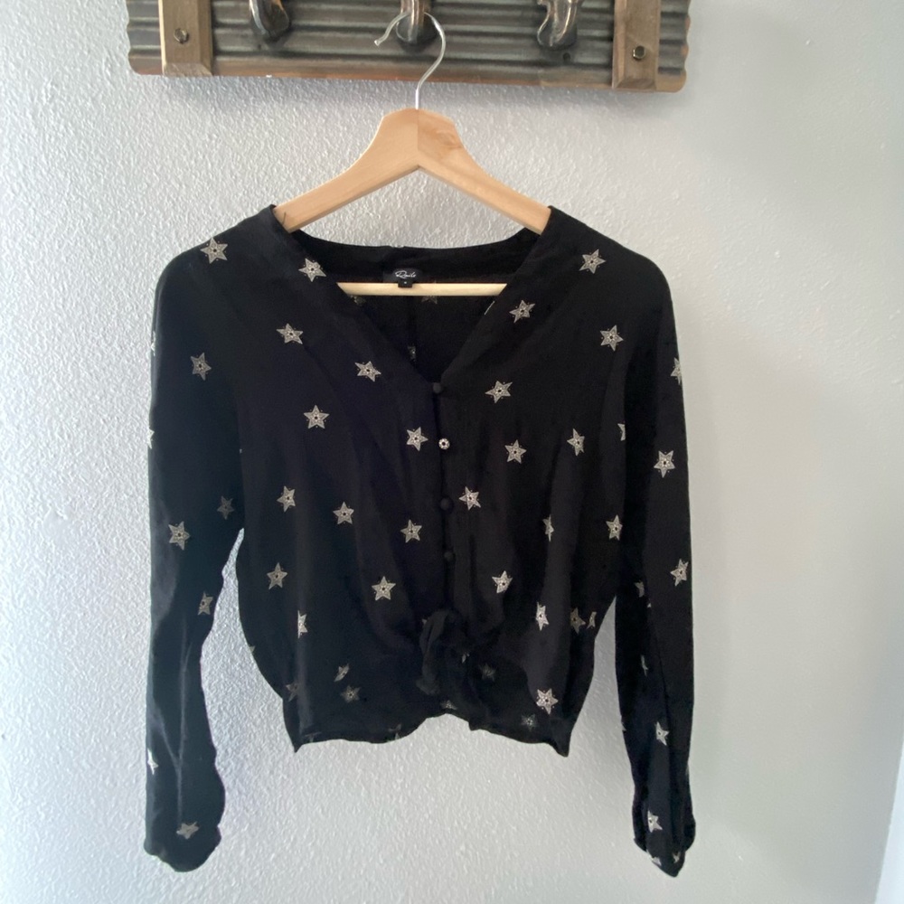 Rails Star Print Button Up Crop Top With Sleeves. - image 2